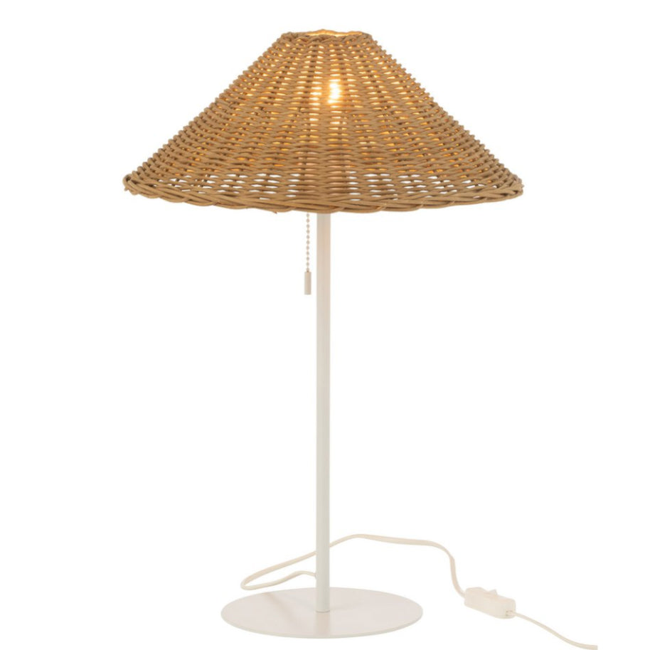 schemerlamp met rotan kap - wit - J-Line