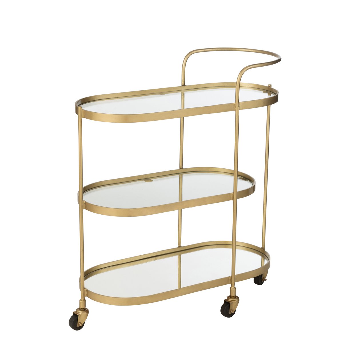 serveerwagen - trolley – metaal goud-messing – drie lagen glas – J-Line J-Line