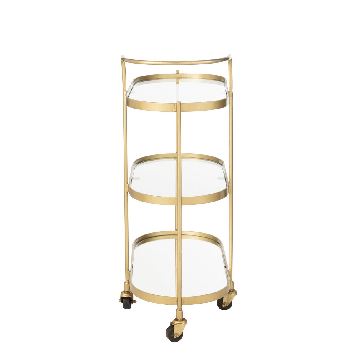 serveerwagen - trolley – metaal goud-messing – drie lagen glas – J-Line J-Line