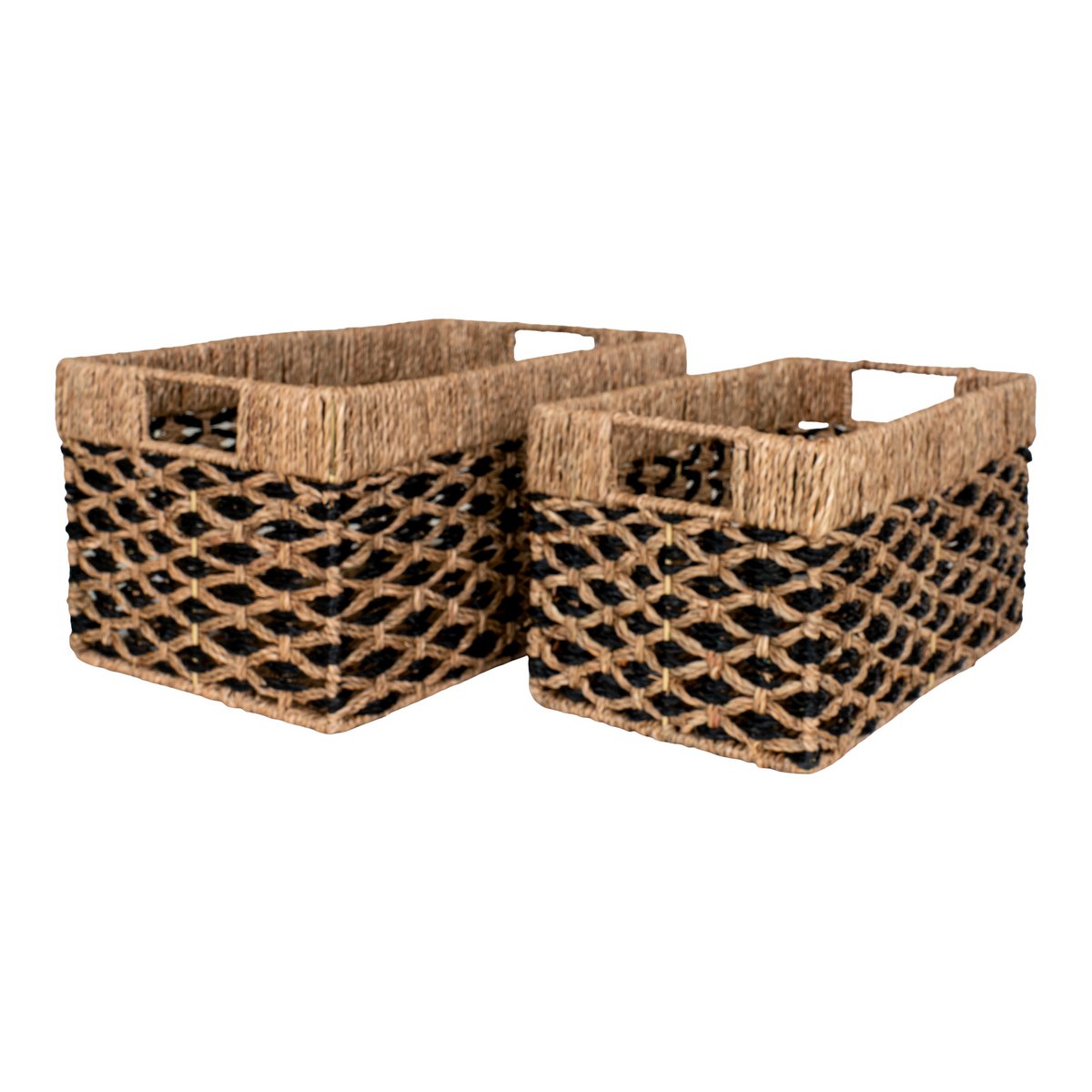 set manden - zeegras - zwart/naturel - rechthoekig - opbergen House Nordic ApS