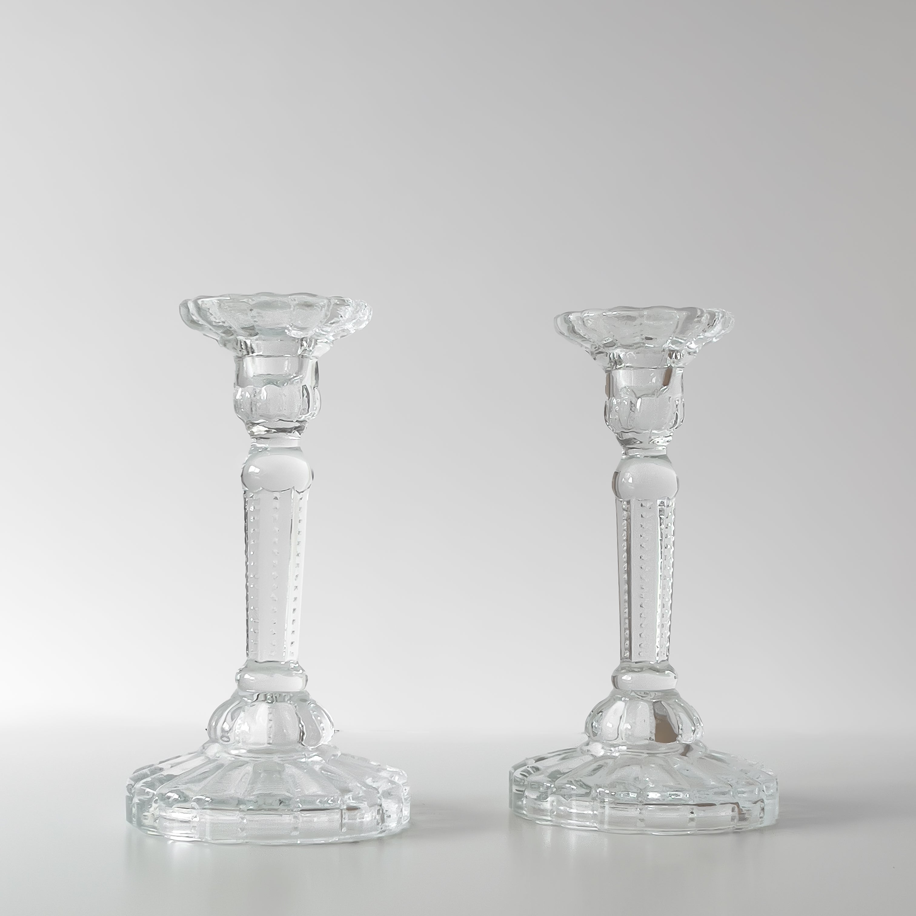set van 2 glazen kandelaars – vintage Noii HOME