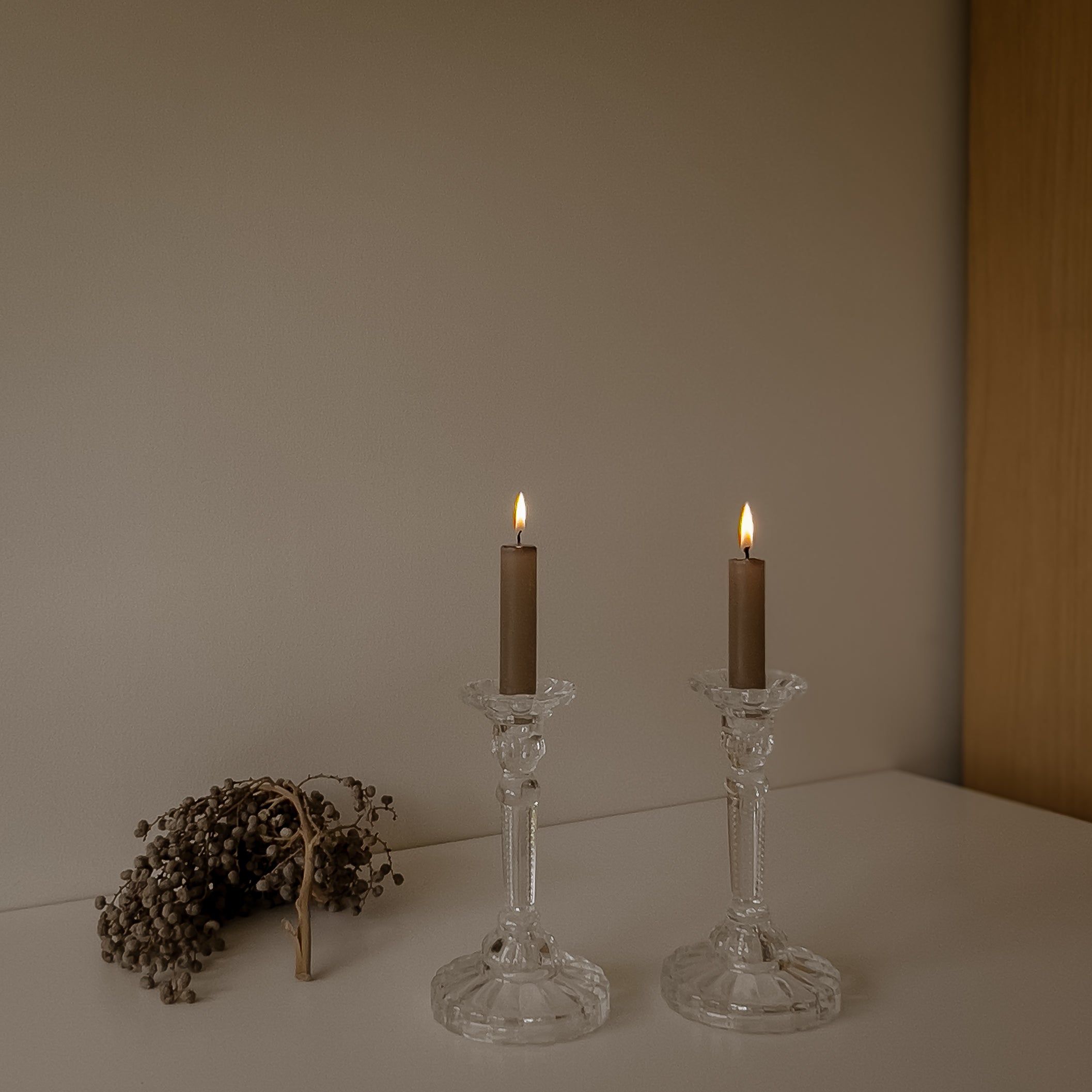 set van 2 glazen kandelaars – vintage Noii HOME