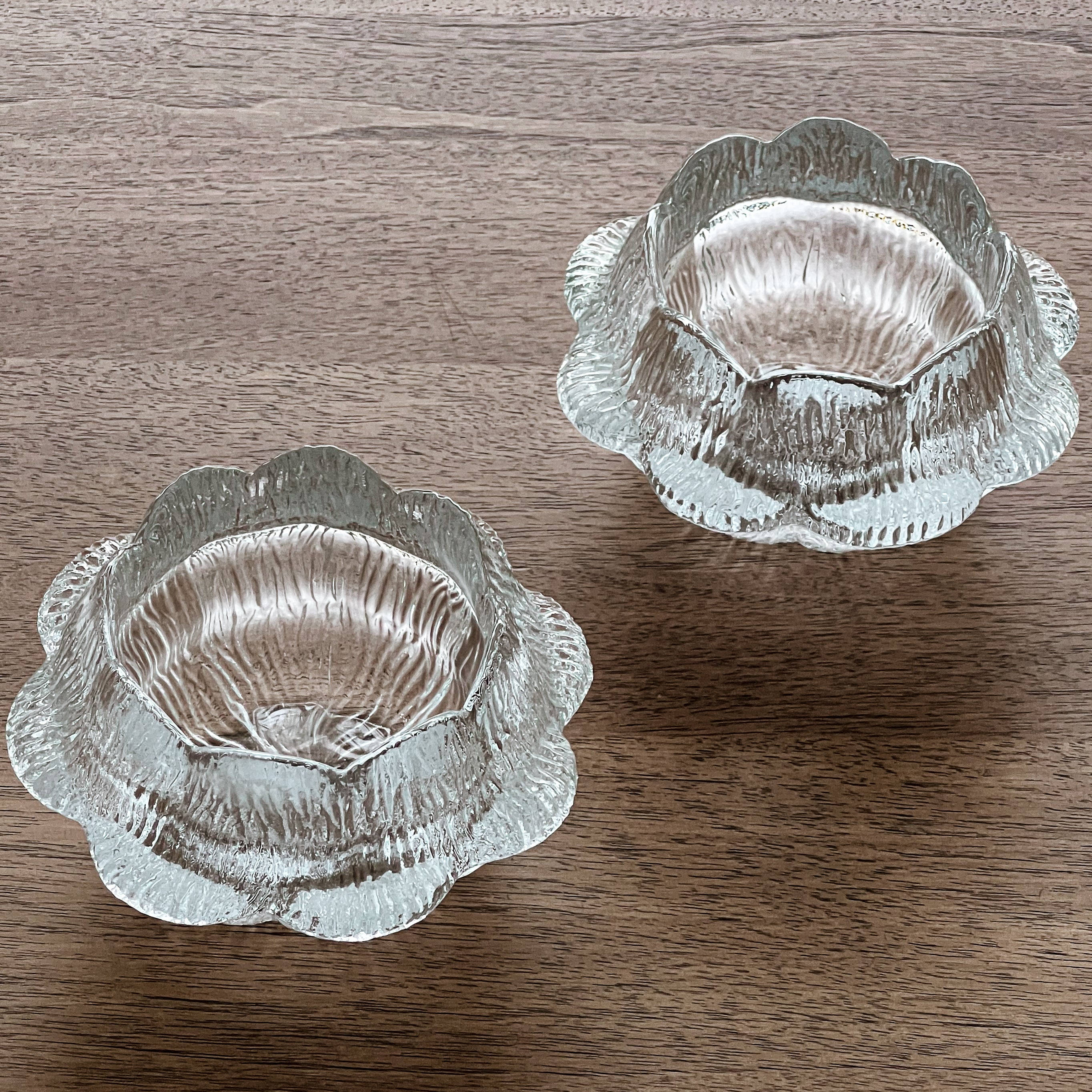 set van 2 vintage glazen kaarsenhouders – lotus duo – holmegaard – sidse werner Noii HOME