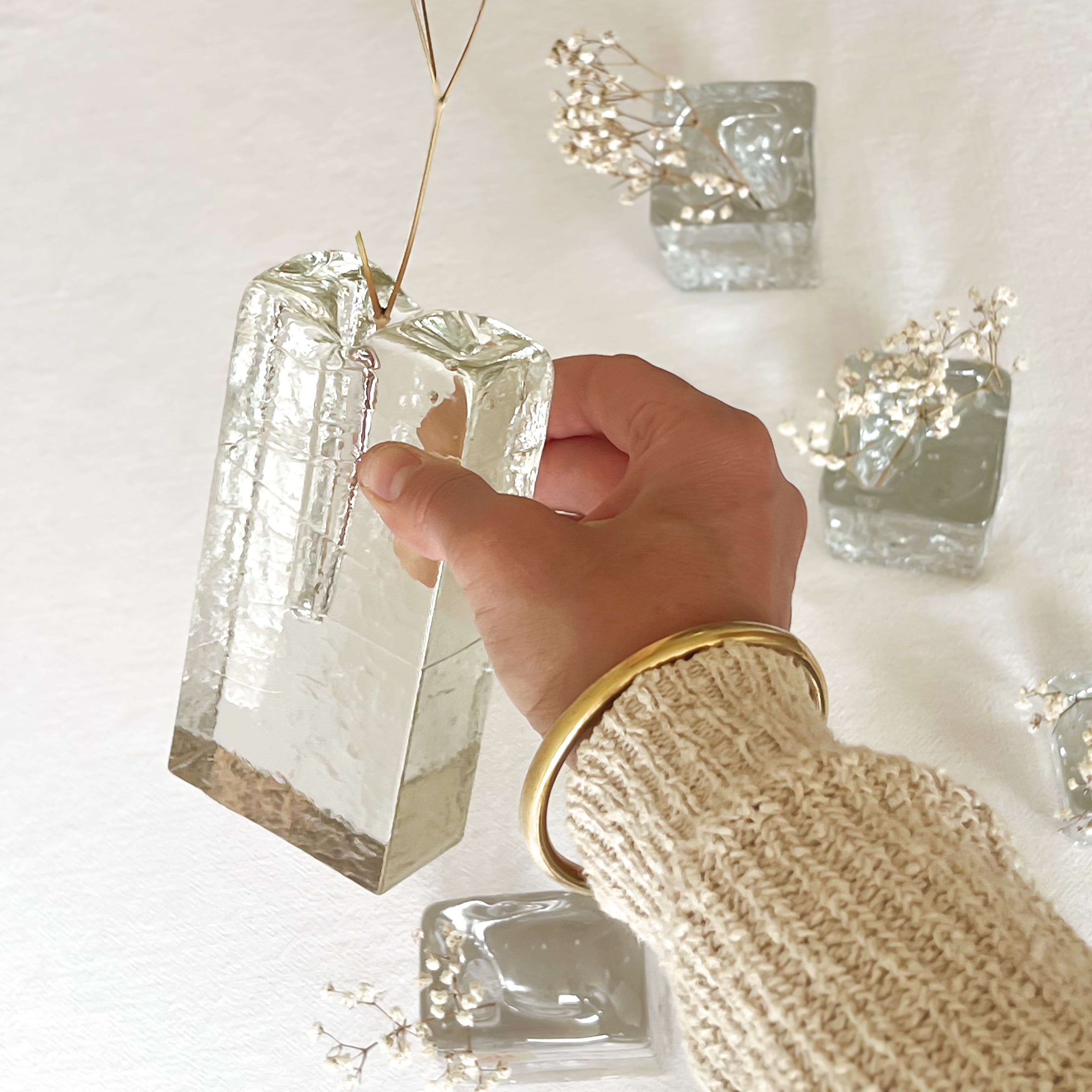 set van 6 vintage glazen vaasjes – kristalglas in annahütte stijl Noii HOME