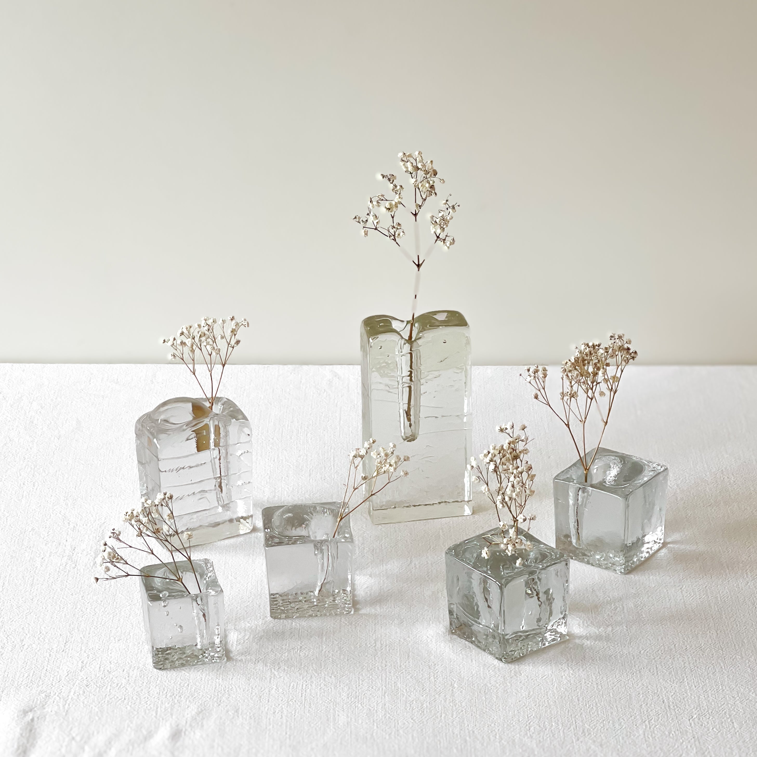 set van 6 vintage glazen vaasjes – kristalglas in annahütte stijl Noii HOME