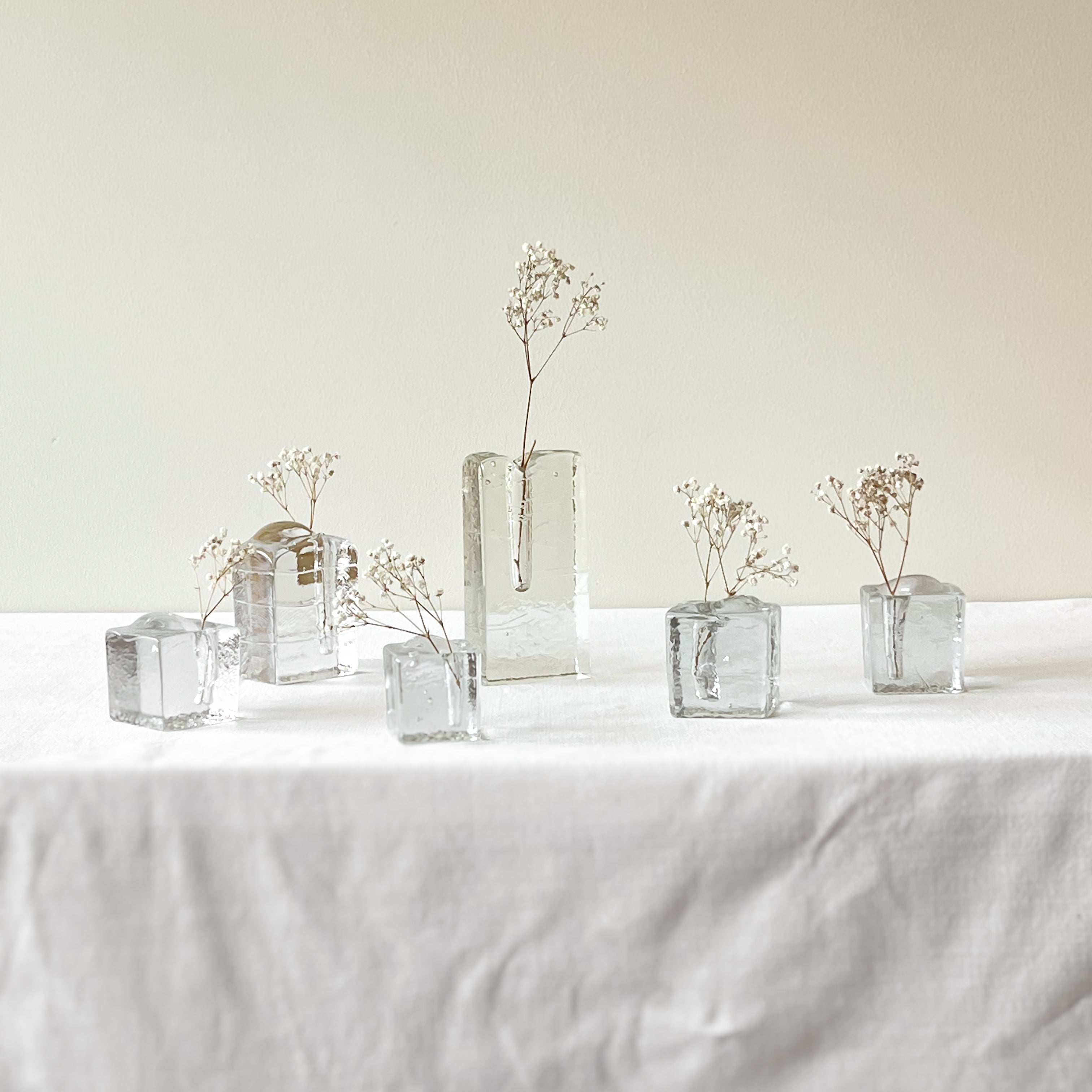 set van 6 vintage glazen vaasjes – kristalglas in annahütte stijl Noii HOME