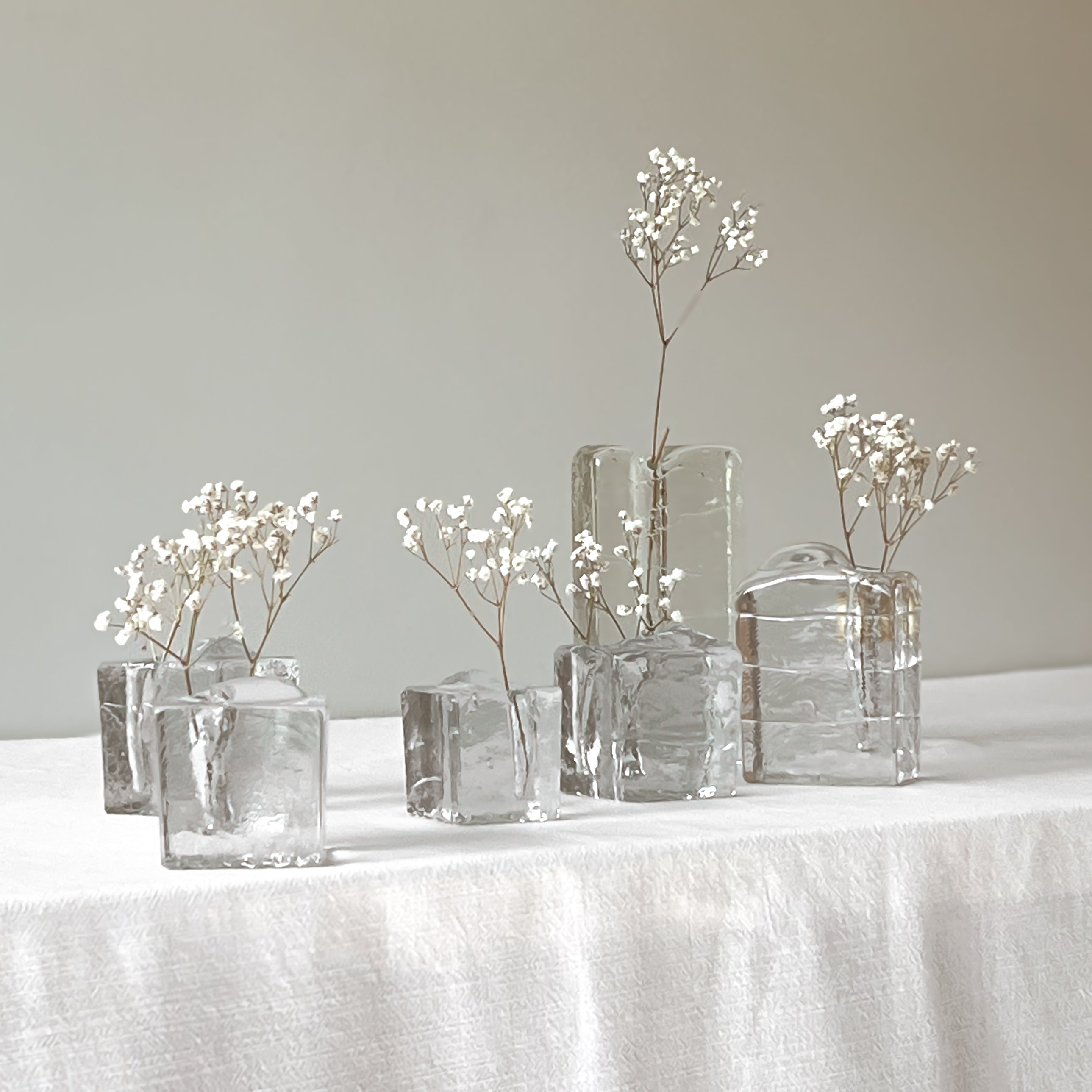 set van 6 vintage glazen vaasjes – kristalglas in annahütte stijl Noii HOME