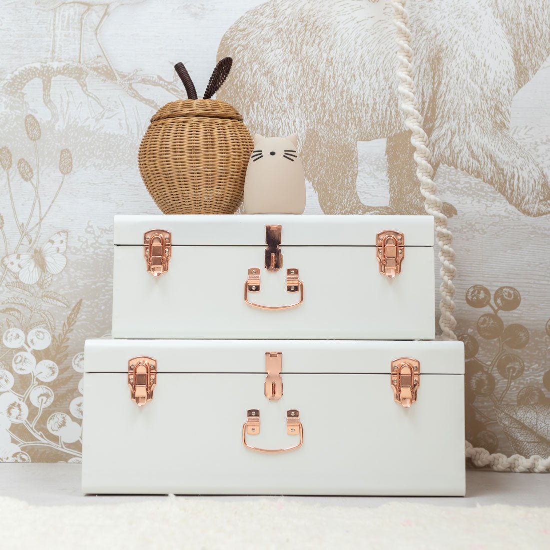 set van twee trunks - opbergkoffers - The Classic White Treasure Trunks