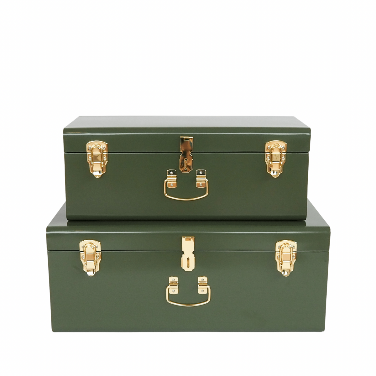 set van twee trunks - opbergkoffers -The Safari Green Treasure Trunks