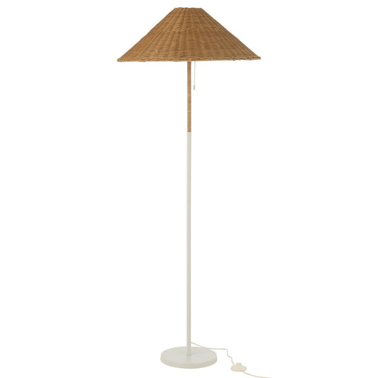 staande lamp met rotan kap - wit - J-Line J-Line