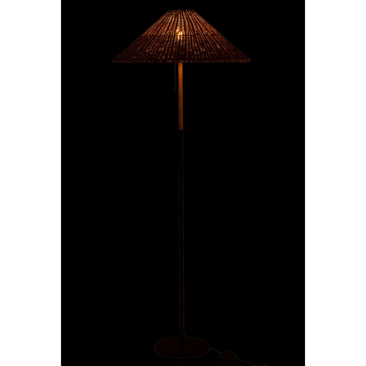 staande lamp met rotan kap - zwart-naturel - J-Line J-Line