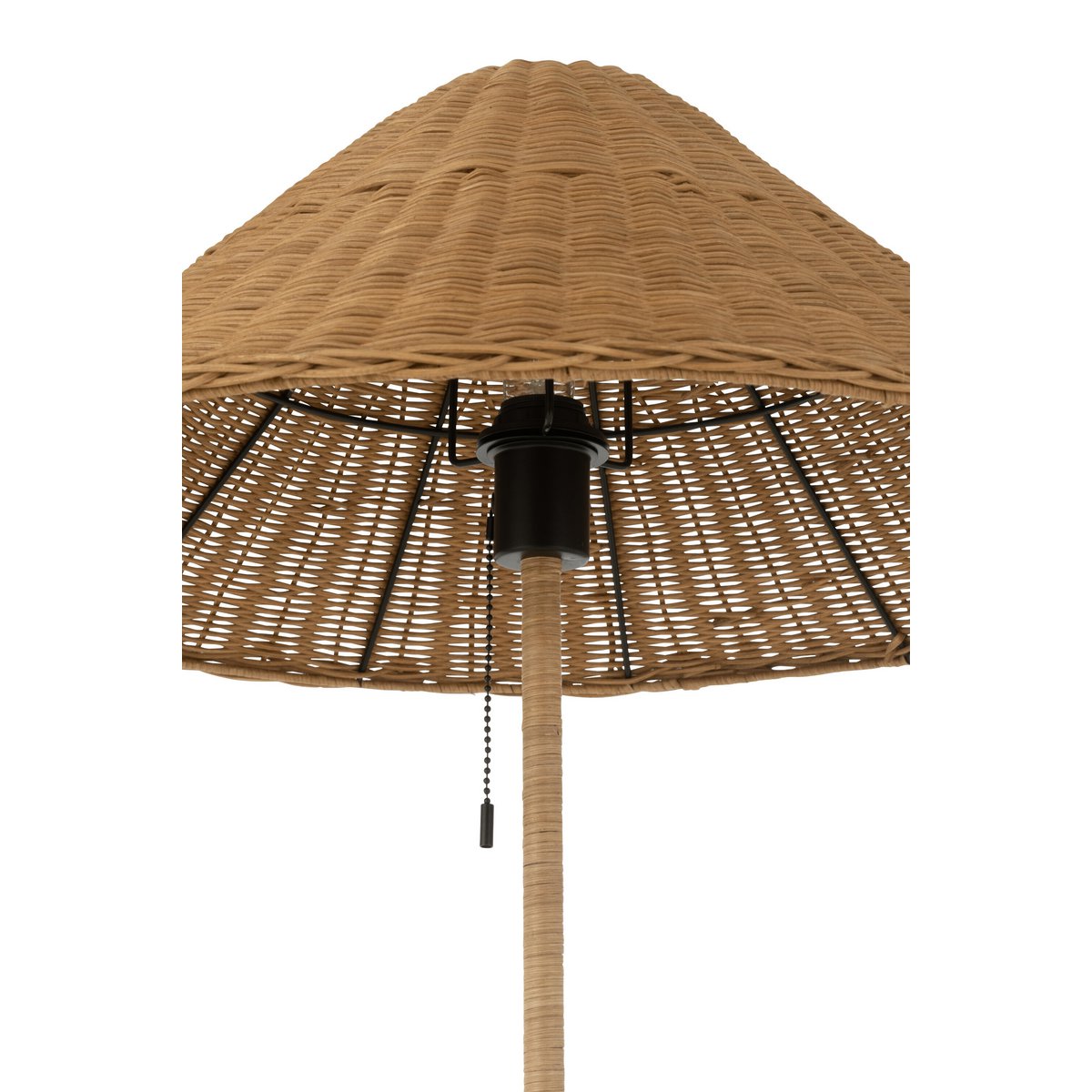 staande lamp met rotan kap - zwart-naturel - J-Line J-Line