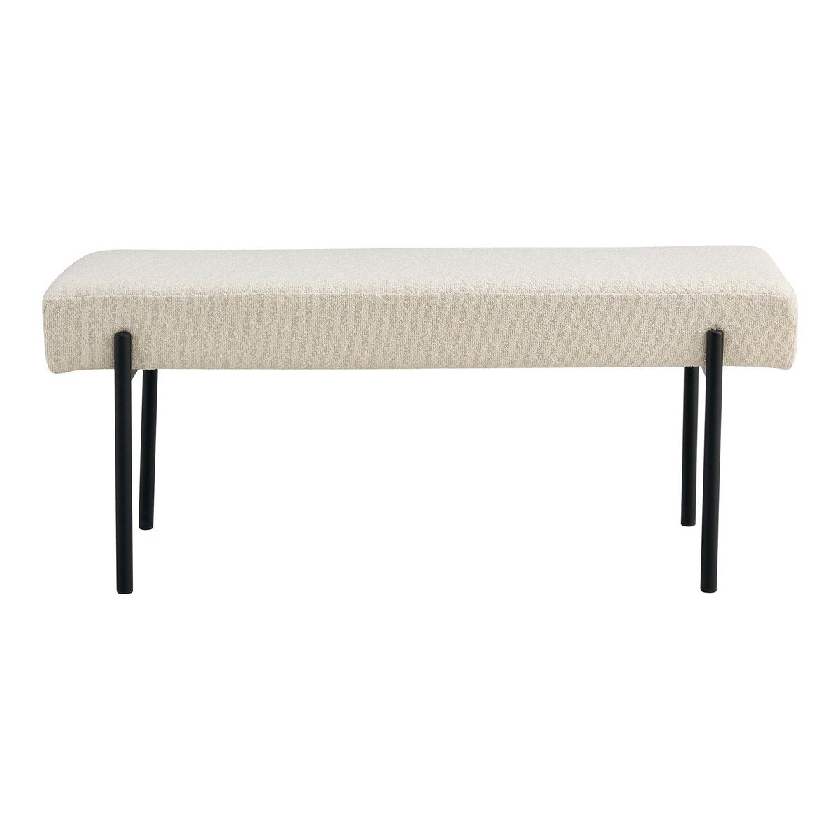 Swindon Bench - Bank in bouclé, wit met zwarte poten, 100x36x42,5 cm, HN1232 House Nordic ApS