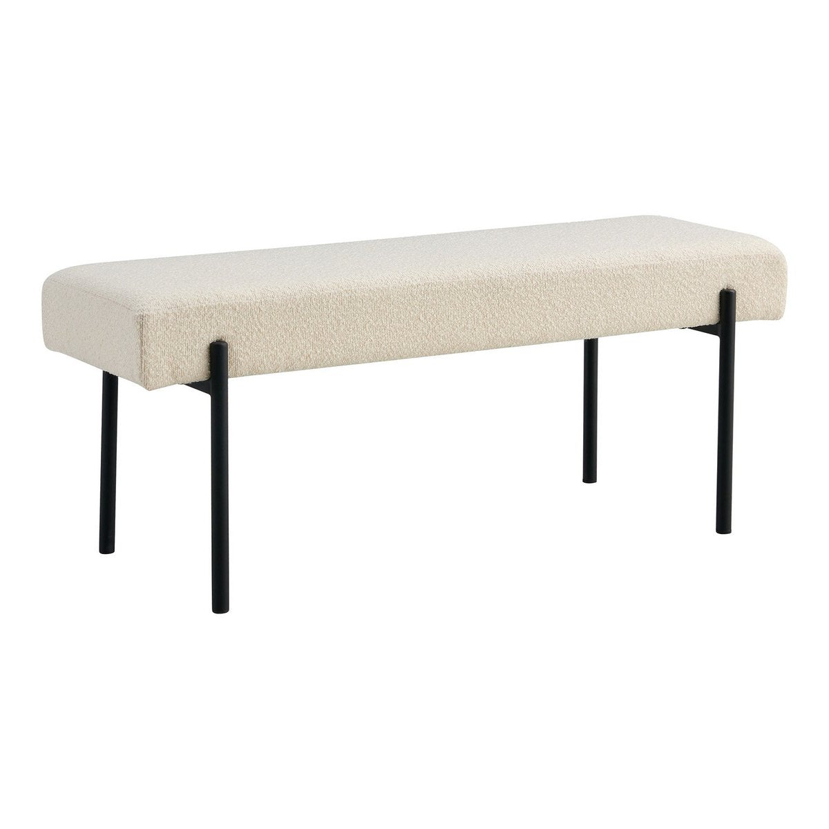 Swindon Bench - Bank in bouclé, wit met zwarte poten, 100x36x42,5 cm, HN1232 House Nordic ApS