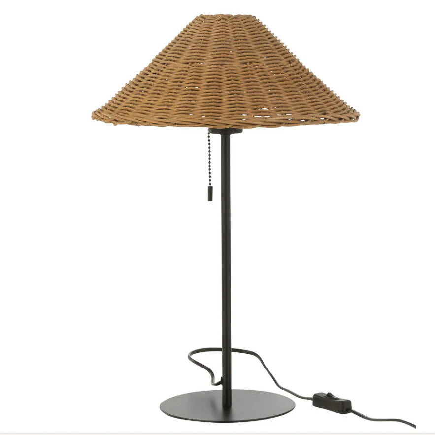 tafellamp met rotan kap - zwart-naturel - J-line J-Line