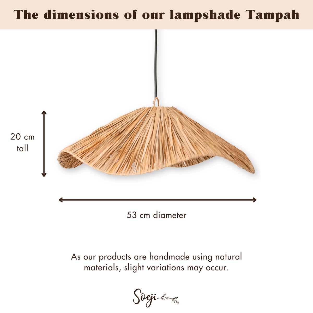 tampah raffia lampenkap – handgemaakte natuurlijke hanglamp – soeji (ø 53 cm) Soeji