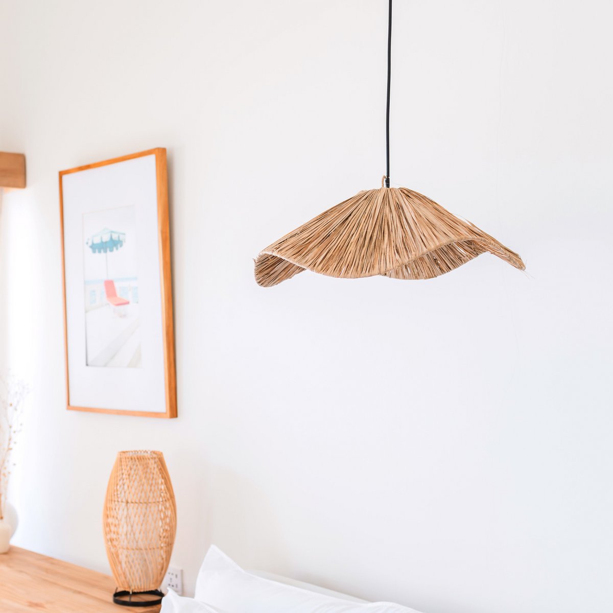 tampah raffia lampenkap – handgemaakte natuurlijke hanglamp – soeji (ø 53 cm) Soeji