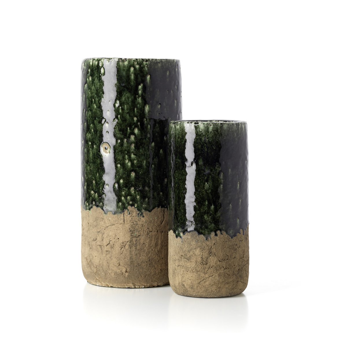 The Moss Cylinder Vase - Concrete Green - L Bazar Bizar Living