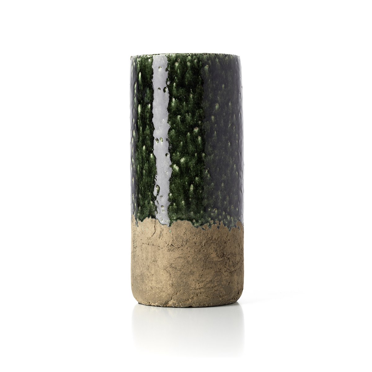 The Moss Cylinder Vase - Concrete Green - L Bazar Bizar Living