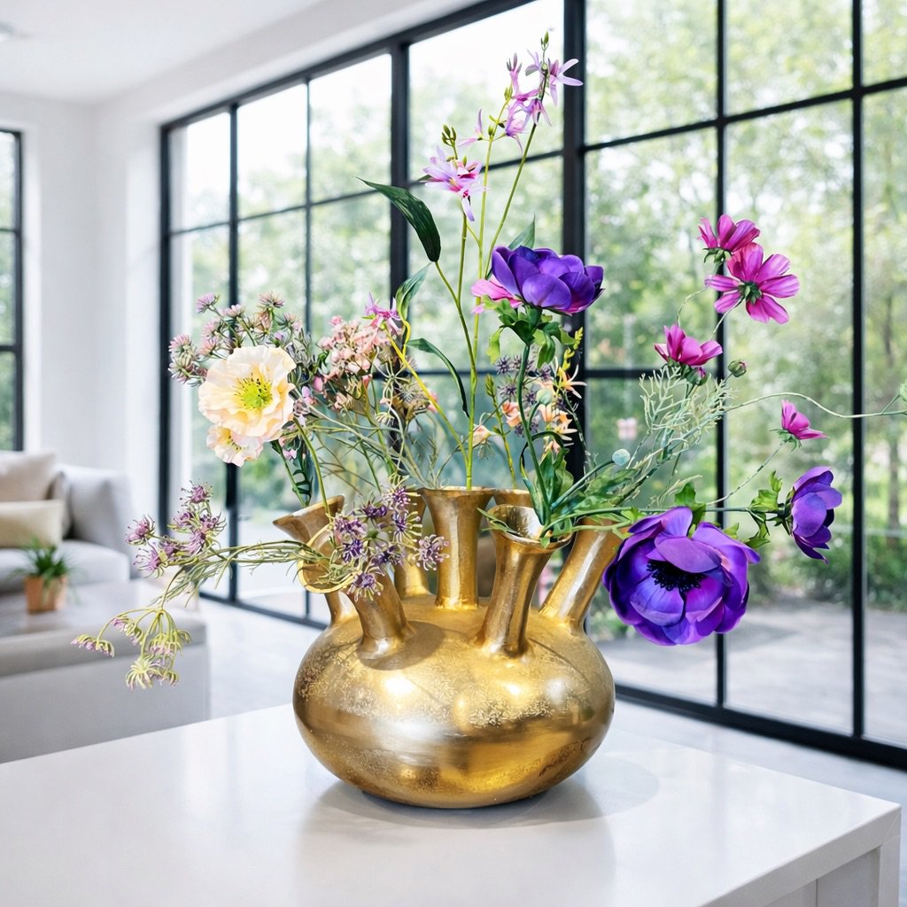 Vaas - Amsterdam 7 gold Vase The World