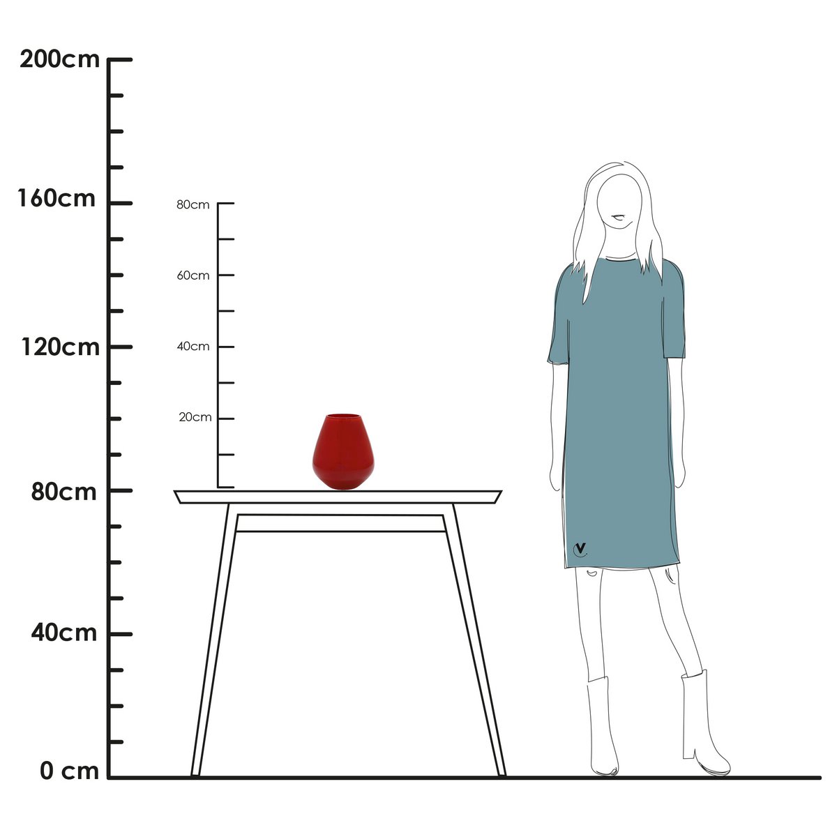 Vaas - Tasman S bright red Vase The World