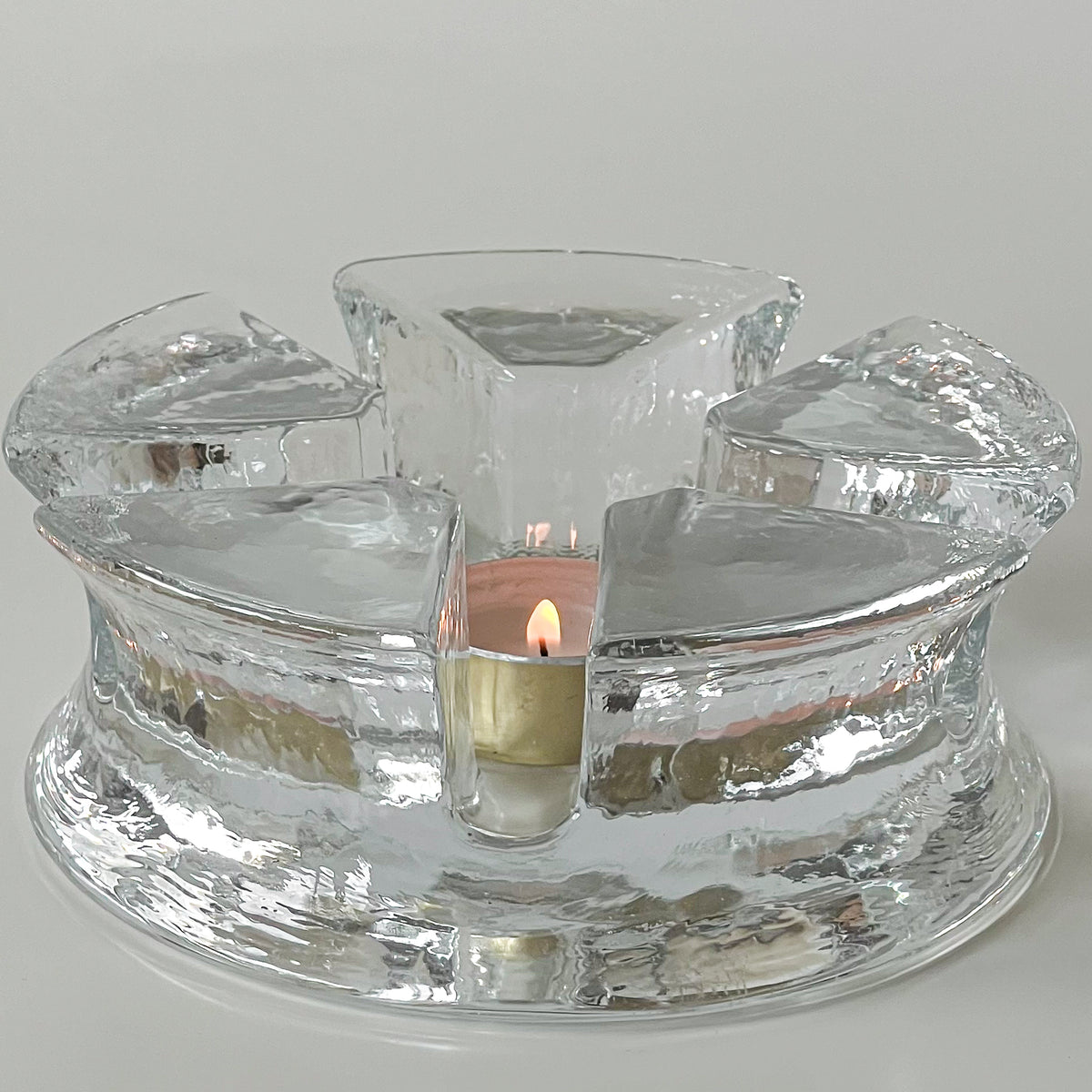 vintage belMondo waxinelichthouder van structuurglas – jaren 70 Noii HOME
