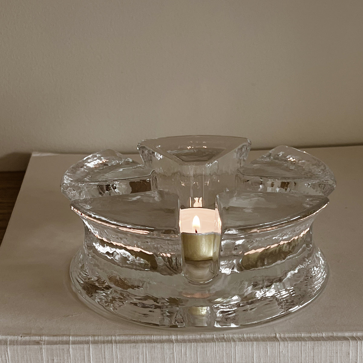 vintage belMondo waxinelichthouder van structuurglas – jaren 70 Noii HOME