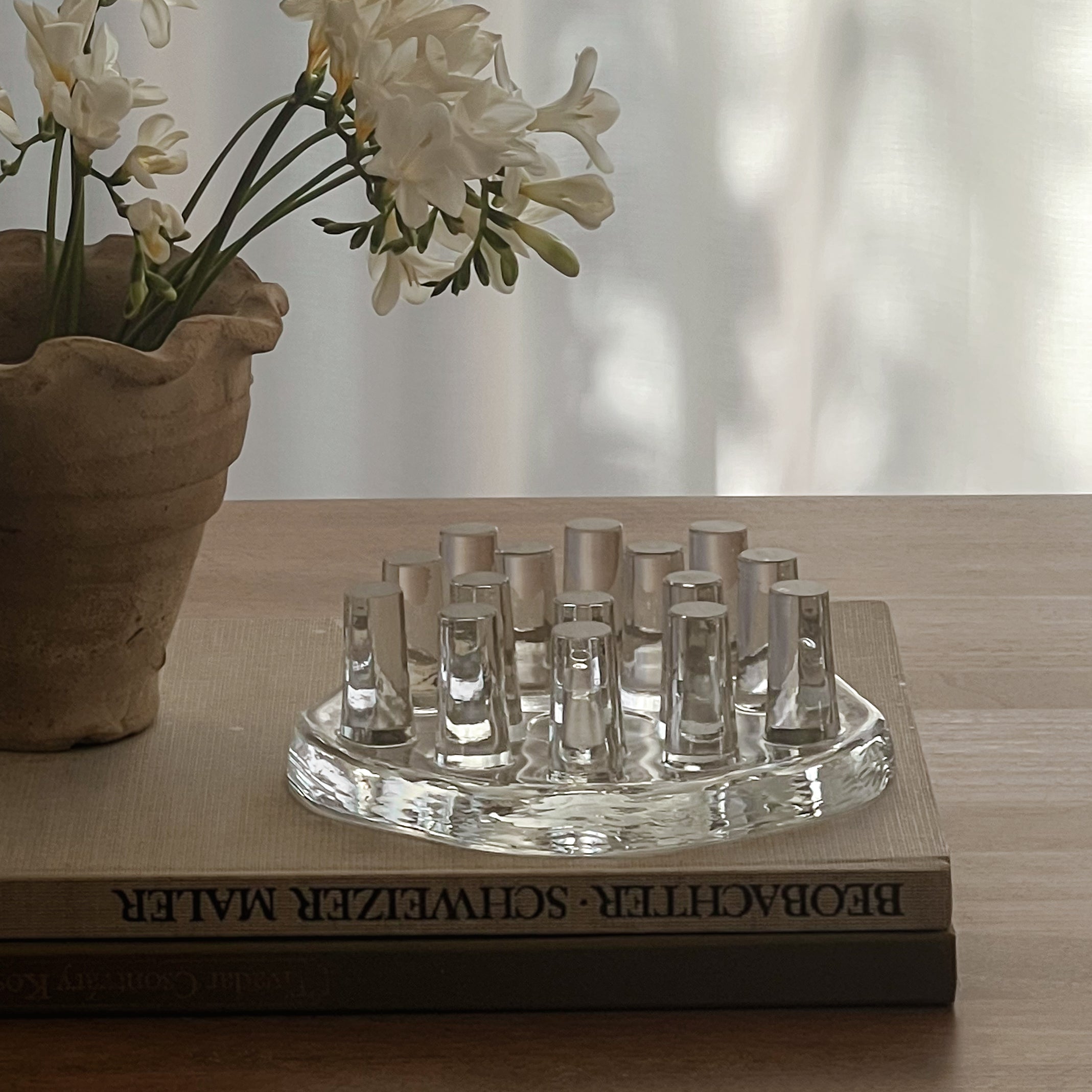 vintage glazen rechaud – georg schütte – theepotwarmer - waxinelichthouder – jaren 70 Noii HOME