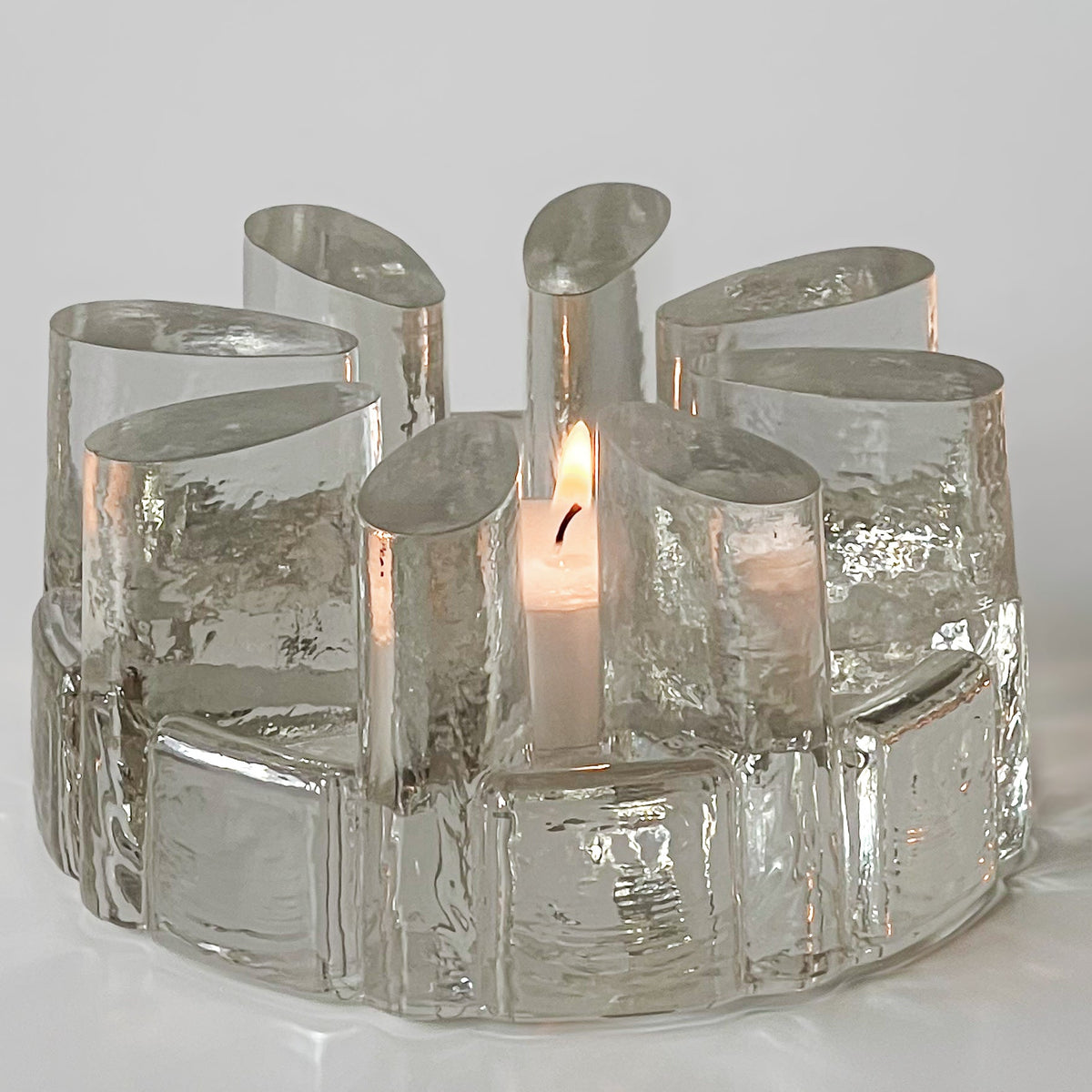 vintage ice glass waxinelichthouder – helder structuurglas Noii HOME