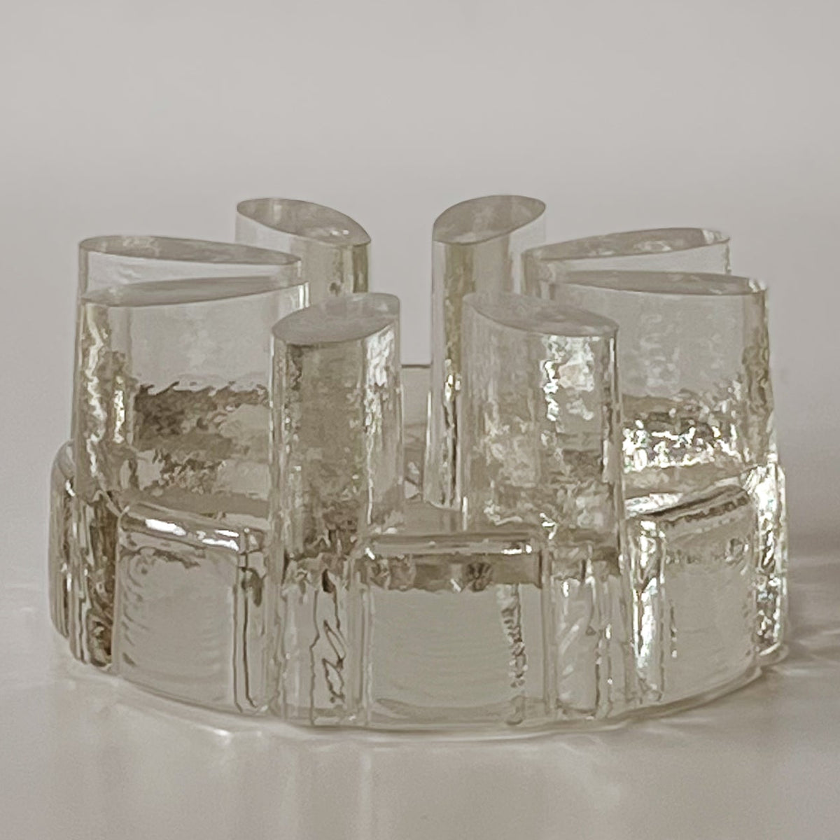 vintage ice glass waxinelichthouder – helder structuurglas Noii HOME