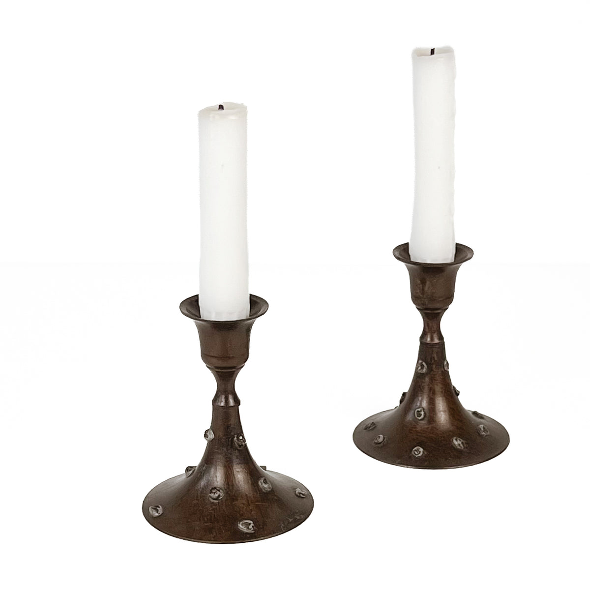 vintage metalen kandelaars – set van 2 – donker koperpatina Noii HOME