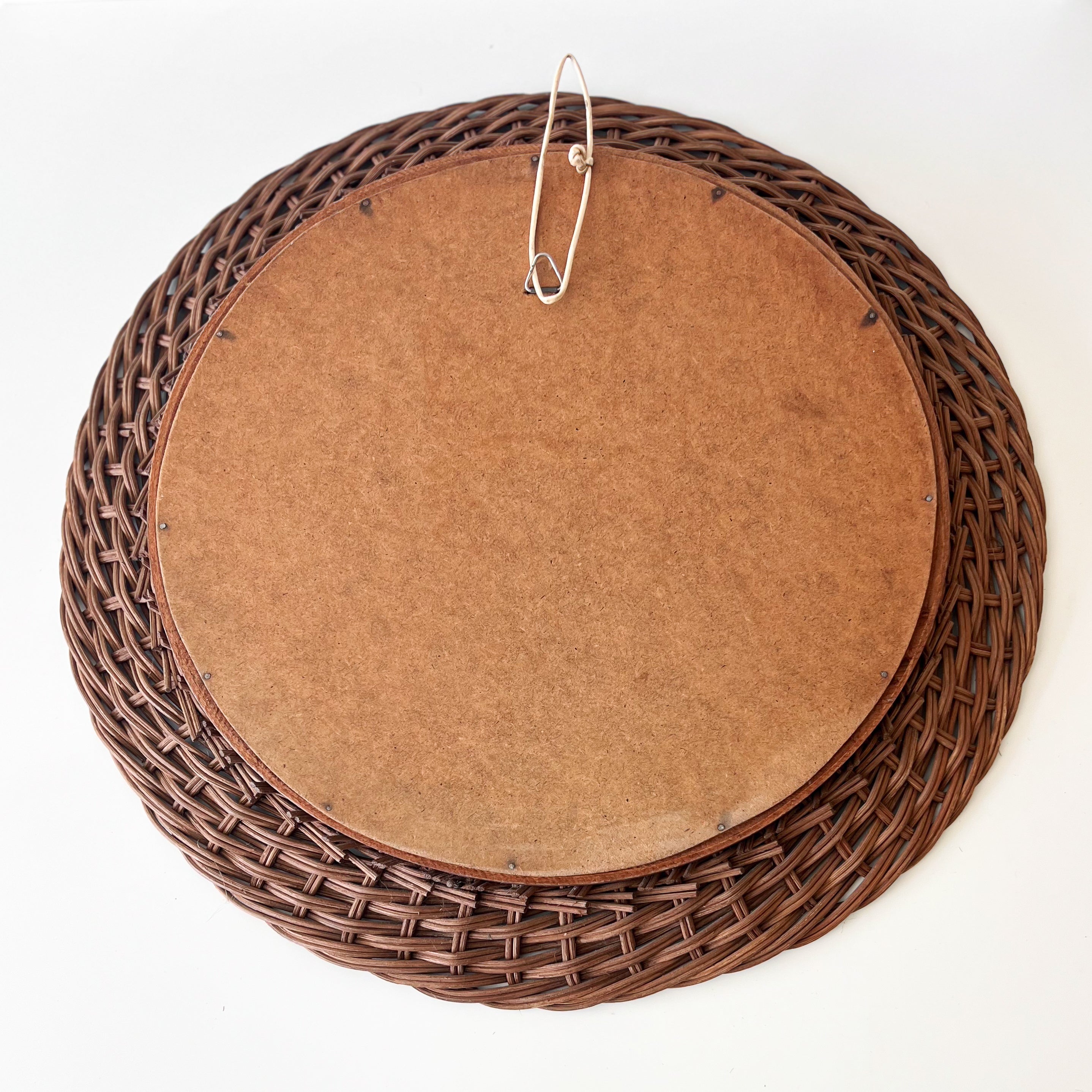 vintage rotan spiegel - rond - 42 Noii HOME