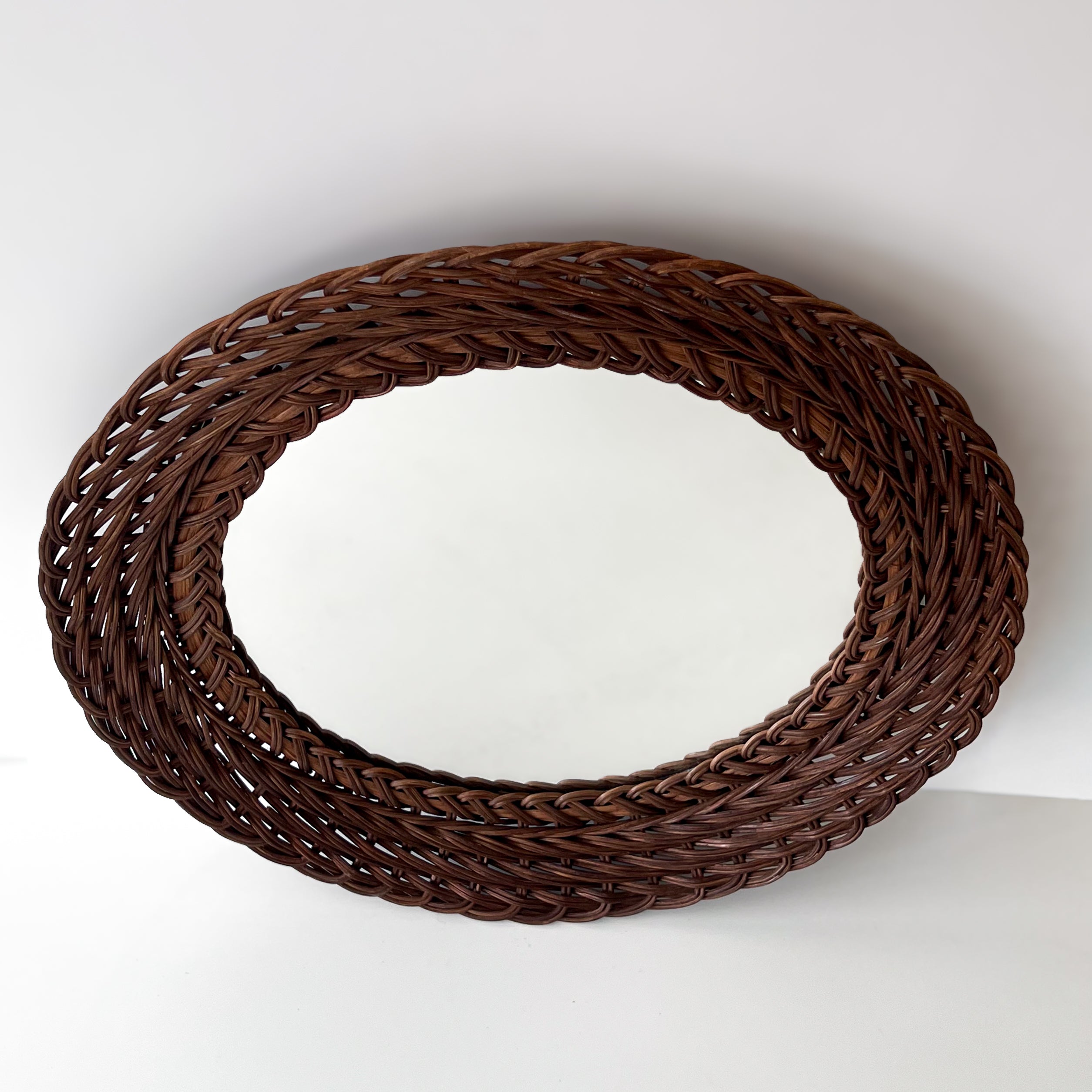 vintage rotan spiegel - rond - 42 Noii HOME