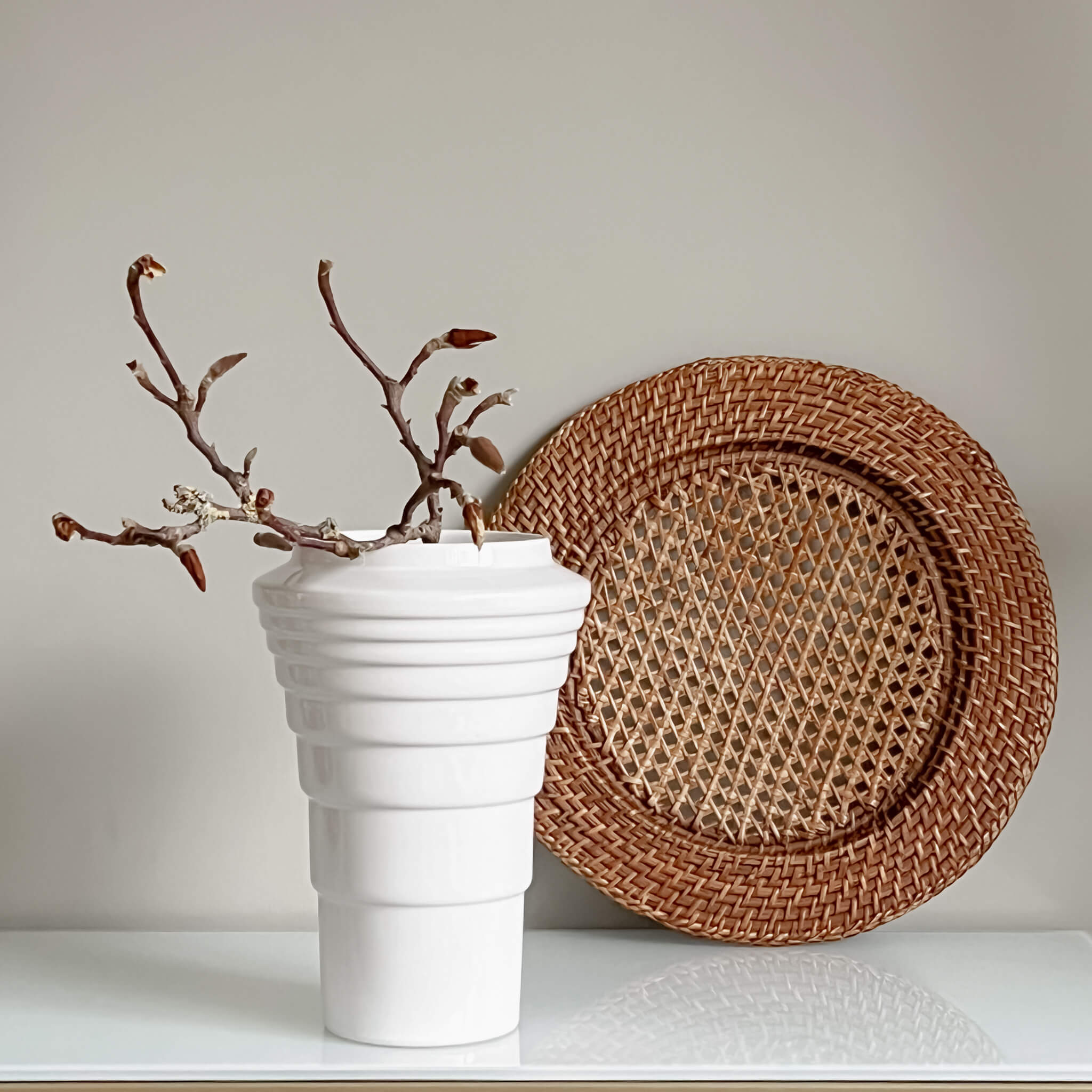 vintage vaas - ribbelstructuur - plateelbakkerij Flora - wit keramiek Noii home
