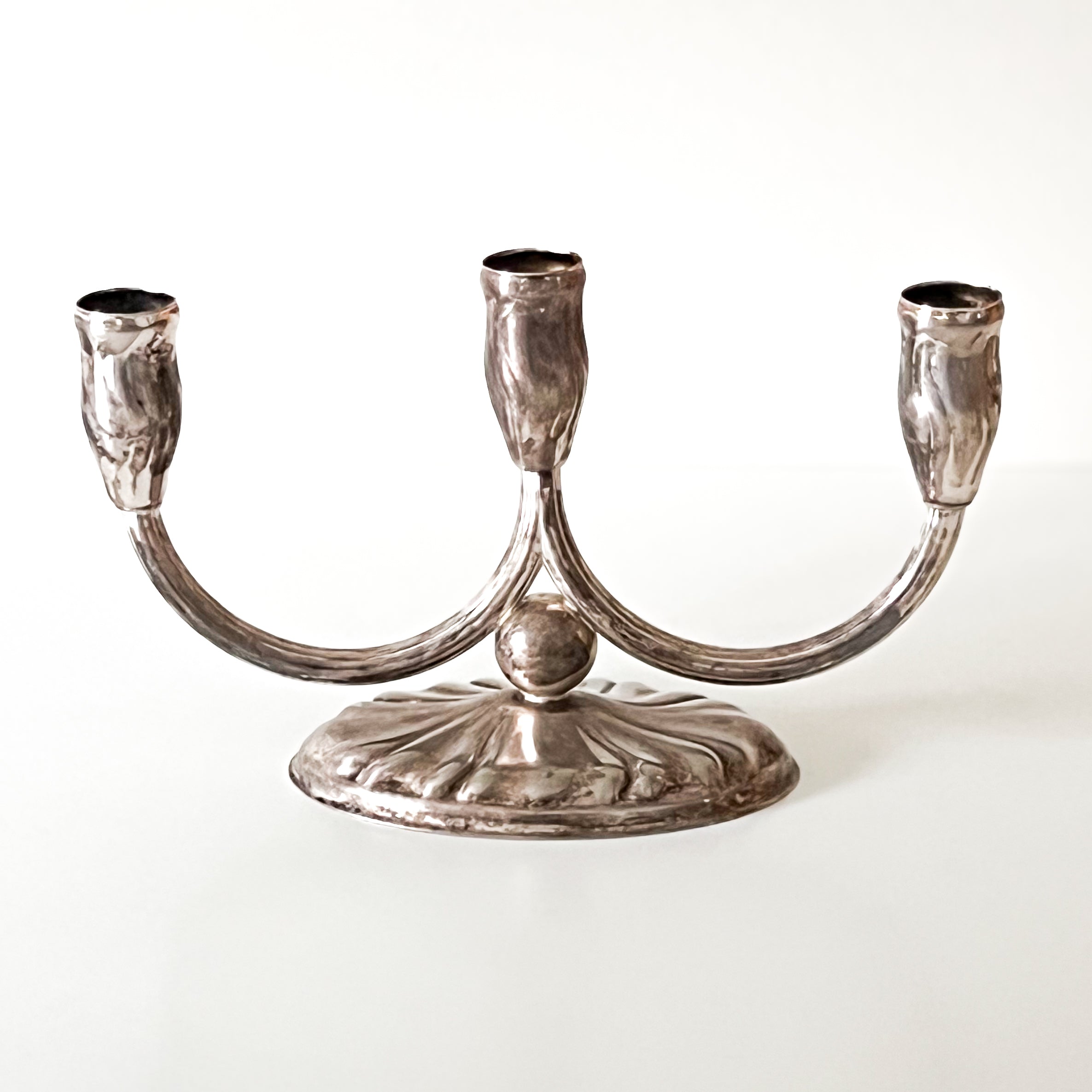 vintage verzilverde kandelaar met drie armen – Quist, Duitsland ca. 1950 Noii HOME