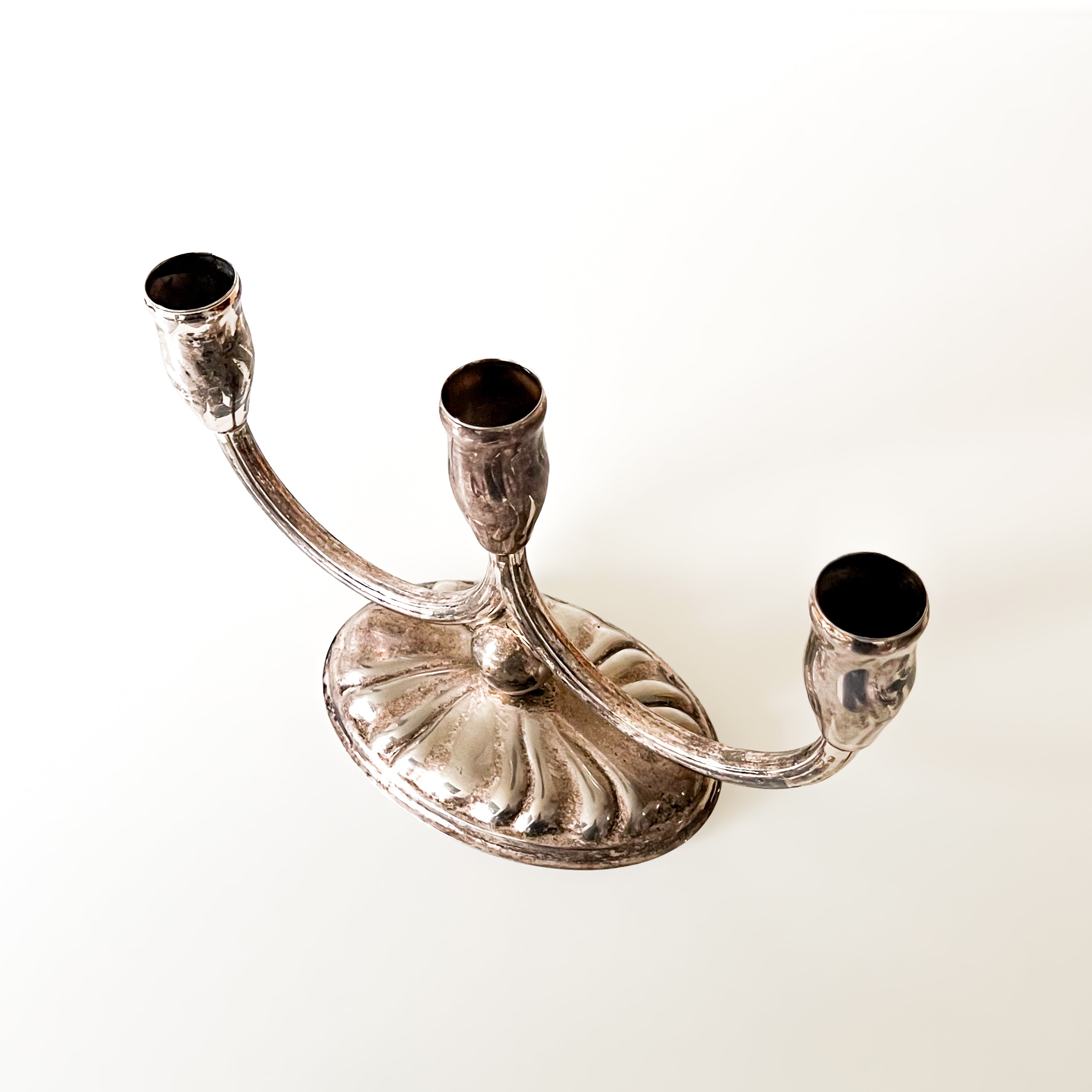vintage verzilverde kandelaar met drie armen – Quist, Duitsland ca. 1950 Noii HOME