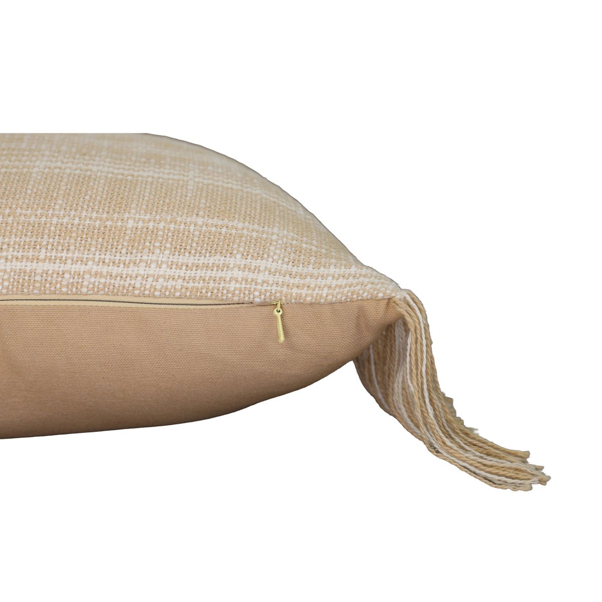 Warm Beige – Cushion Cover / Kussenhoes – Handwoven with Fringes – 30×50 cm – Urbane Hide Urbane Hide