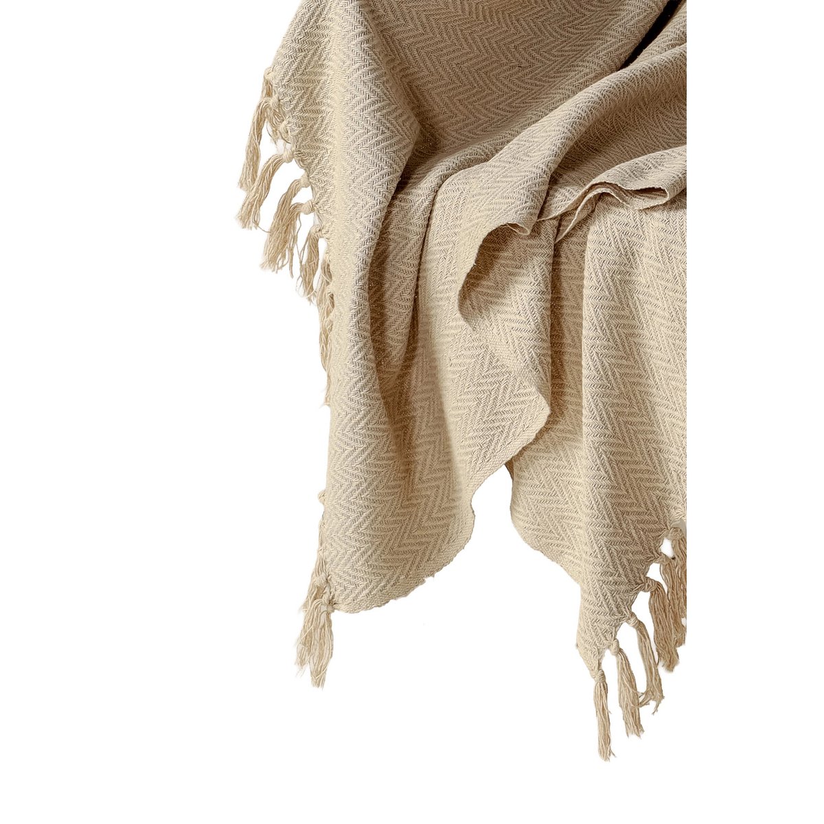 Warm Beige Plaid / Sofa Throw – Soft with Fringes – 130x150 cm – Urbane Hide Urbane Hide