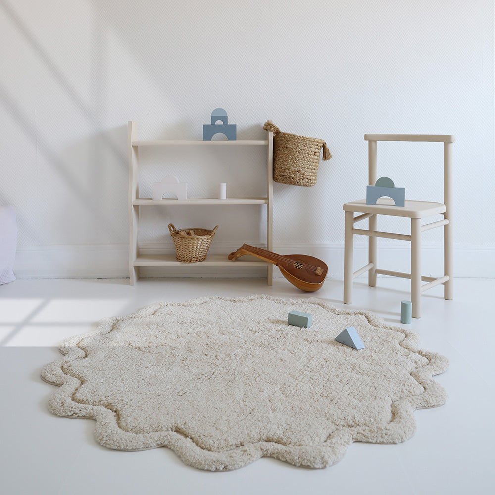 Wasbaar katoenen kindervloerkleed SWEET APRIL ECRU Nattiot