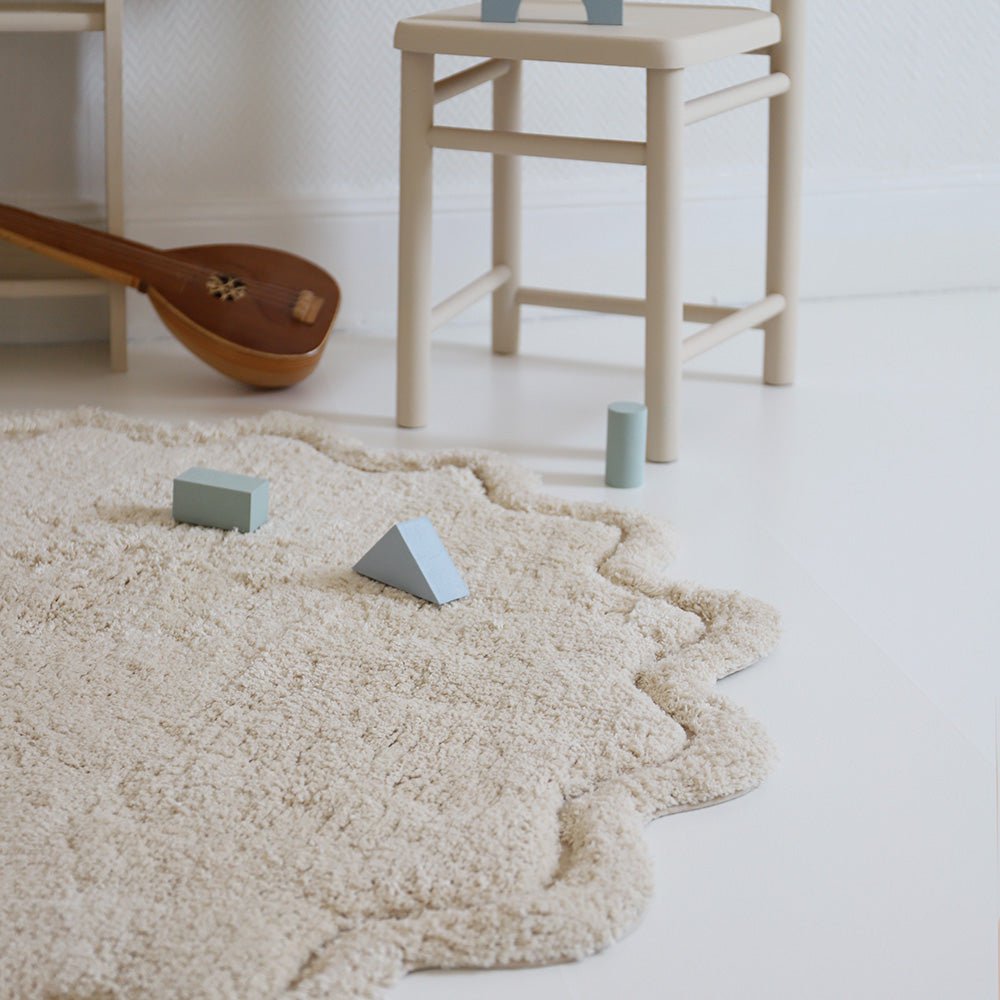 Wasbaar katoenen kindervloerkleed SWEET APRIL ECRU Nattiot