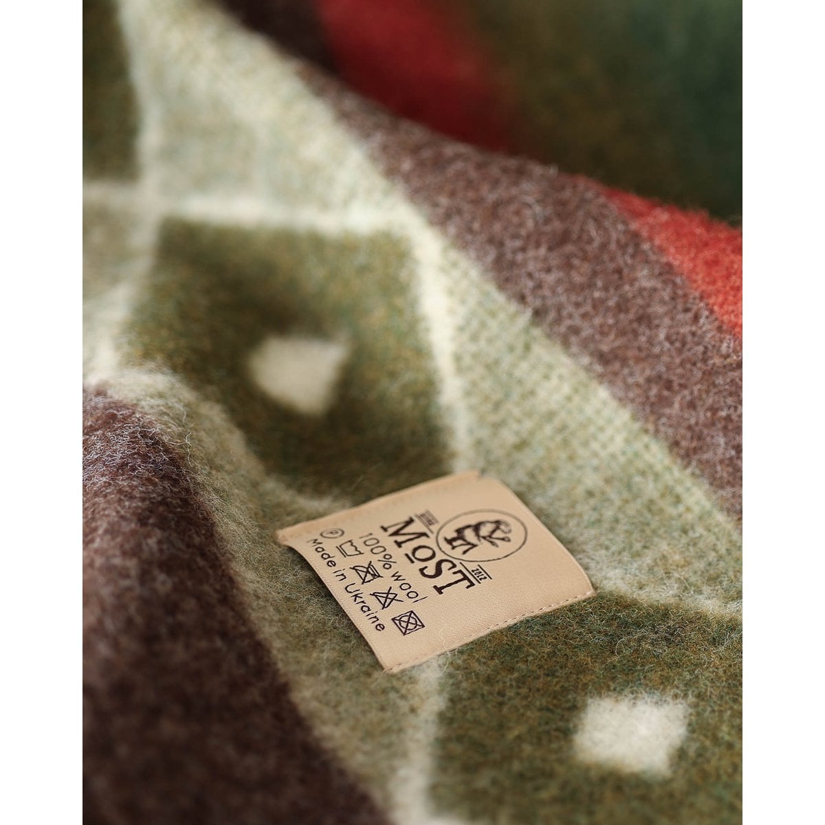 Wollen beddeken TRIBE - eenpersoons - groen MoST Blankets