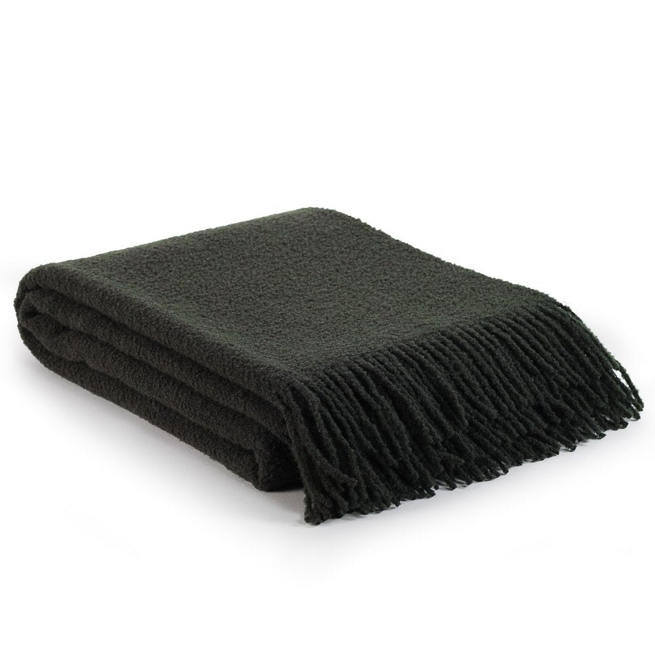 Wollen bouclé deken PARIS moerasgroen  MoST Blankets
