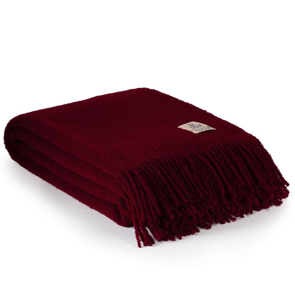 Wool bouclé throw blanket PARIS dark red MoST Blankets