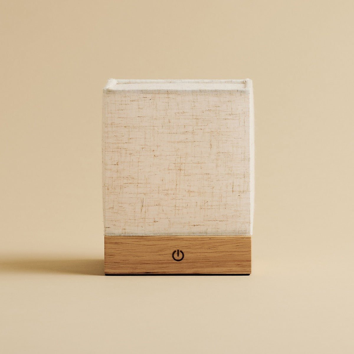 Zano lichtbruine draadloze lamp met hout en linnen - stemmingsverlichting, LED -tafellamp met batterij Tavellio - Amsterdam