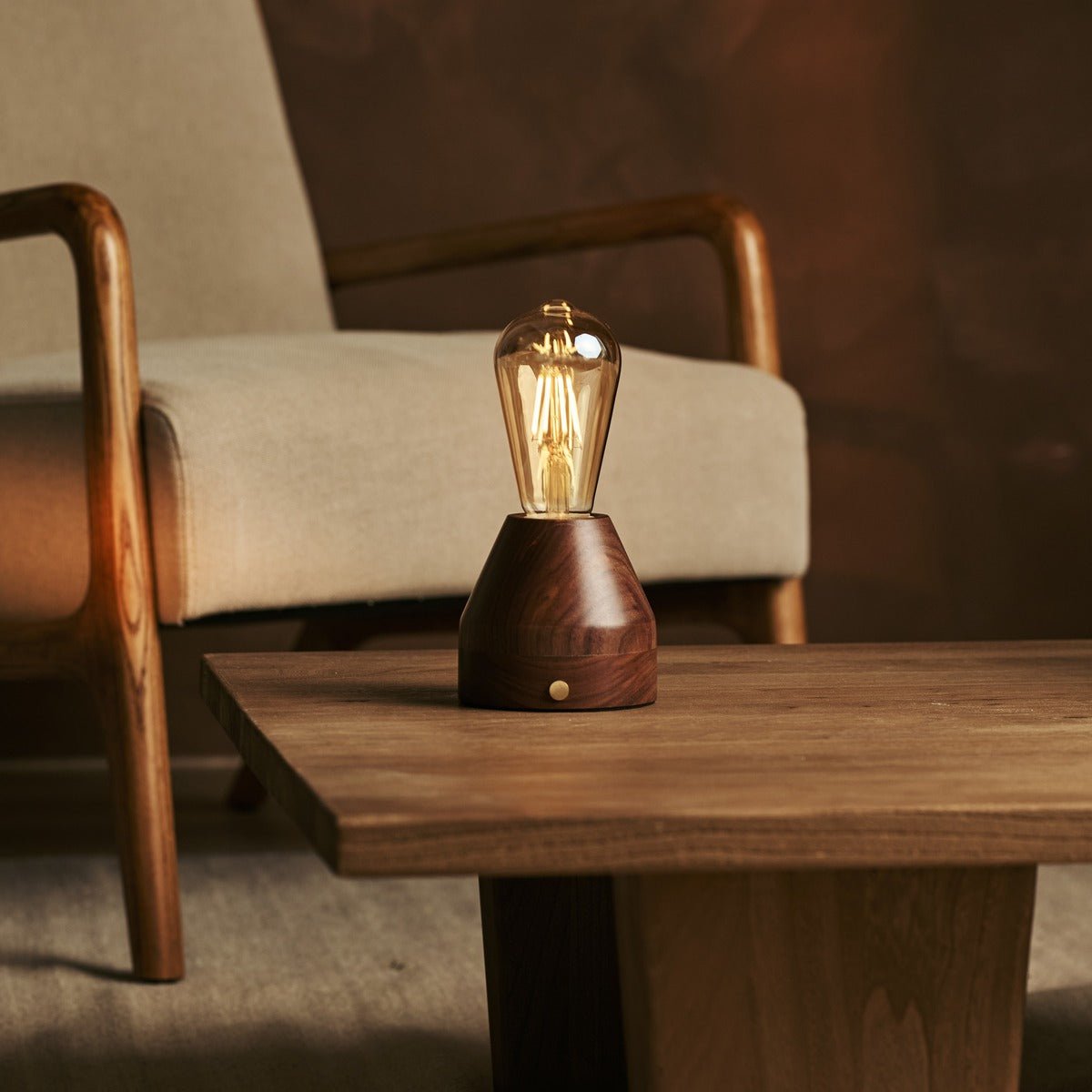 ZAVI WALNAUT Oplaadbare LED-tafellamp-Draadloos, dimpelbare, 100-uur batterij Tavellio - Amsterdam