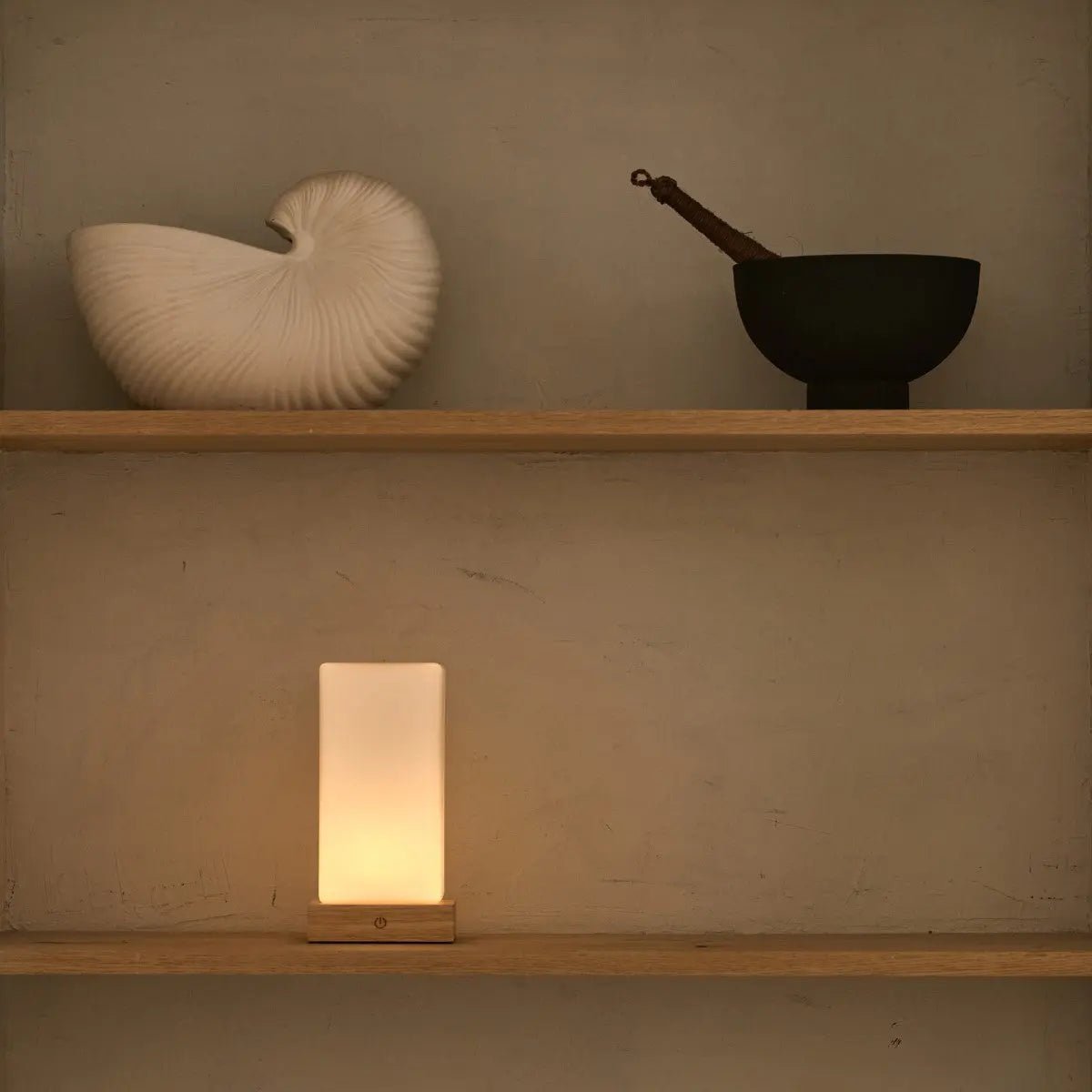 Zayn lichtbruine houten oplaadbare lamp L Dimmable & draadloze en goede batterij Tavellio - Amsterdam