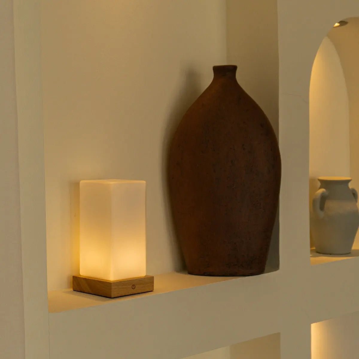 Zayn lichtbruine houten oplaadbare lamp L Dimmable & draadloze en goede batterij Tavellio - Amsterdam