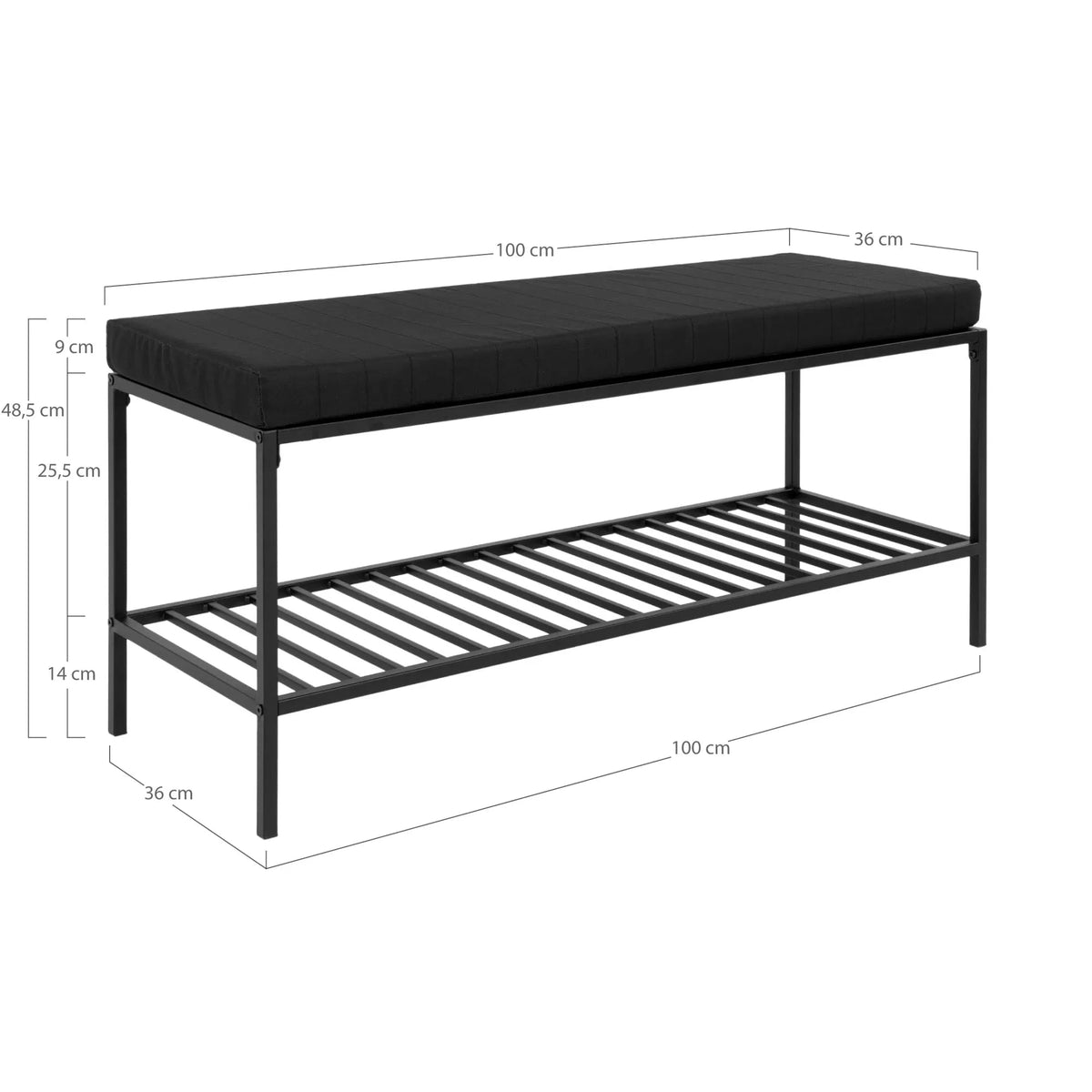 zwarte halbank met opbergruimte – Vita bench - House Nordic House Nordic ApS